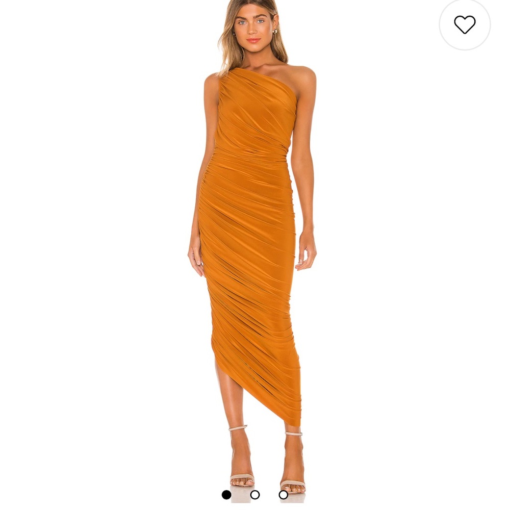 Norma Kamali Orange Ruched Diana Gown